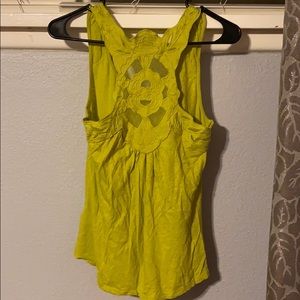 Lime green razorback Lace lucky tank top
